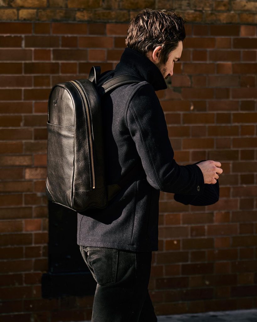 Bennet Winch black leather backpack