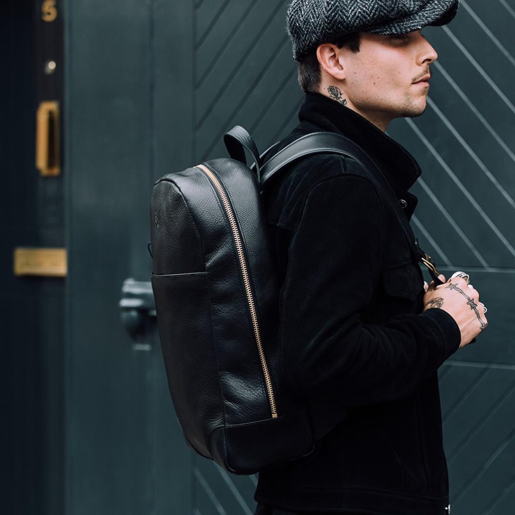 Bennet Winch black leather backpack