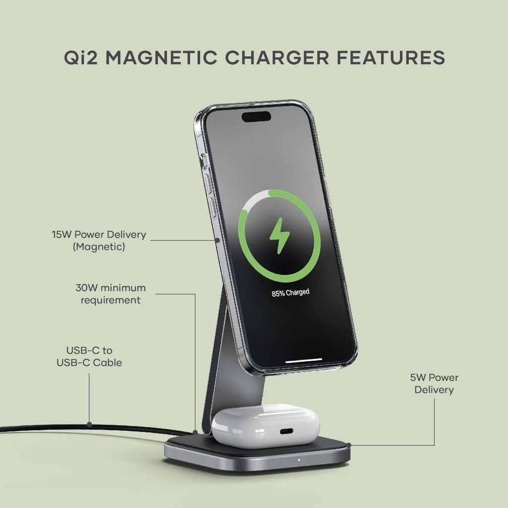 Satechi 2-in-1 Foldable Qi2 Wireless Charging Stand